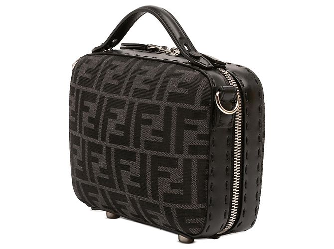 Borsa Valigetta Fendi Mini Zucca in tela nero - vista 2