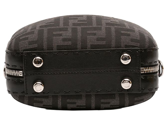 Borsa Valigetta Fendi Mini Zucca in tela nero - vista 3