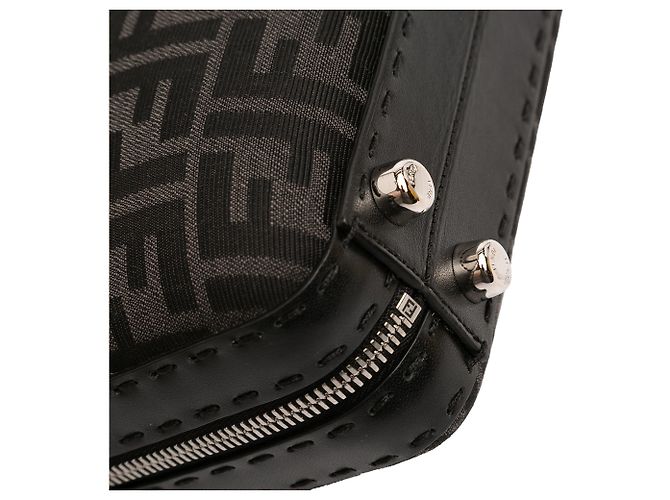Borsa Valigetta Fendi Mini Zucca in tela nero - vista 7