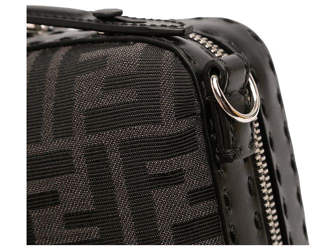 Borsa Valigetta Fendi Mini Zucca in tela nero - vista 8