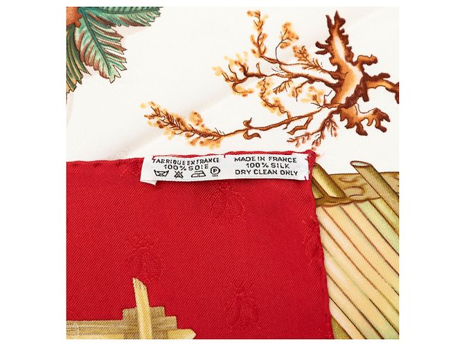 Sciarpa in seta Hermès Herbier de Gavarnie 90 rossa Rosso - vista 4