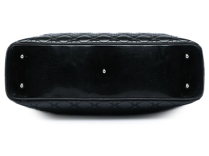 Borsa Lady Dior Extra Large in vernice cannage nero - vista 3