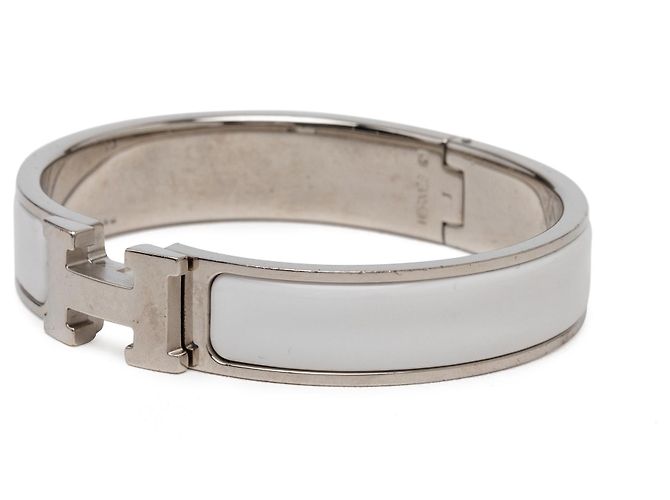 Bracciale Hermès Clic H stretto in smalto argento PM - vista 2