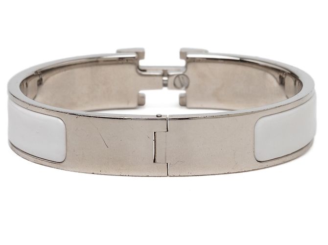 Bracciale Hermès Clic H stretto in smalto argento PM - vista 3