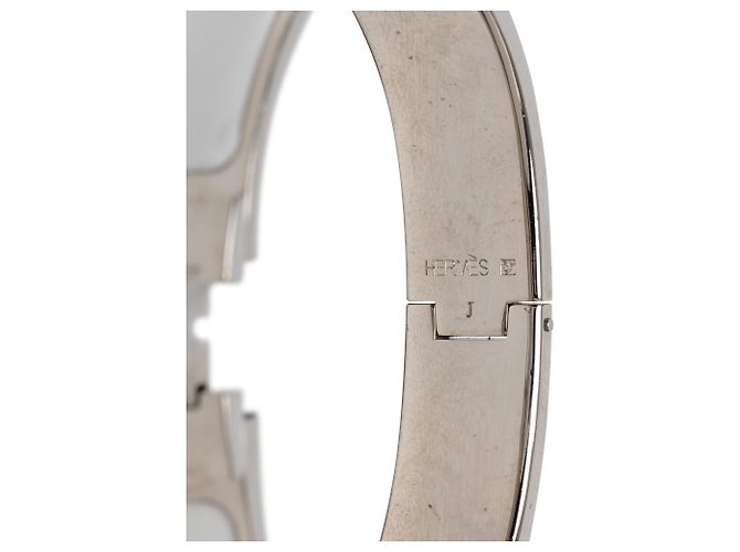 Bracciale Hermès Clic H stretto in smalto argento PM - vista 4