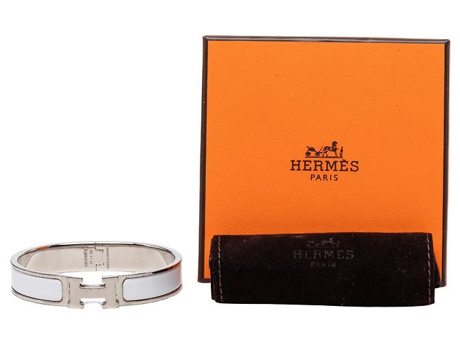 Pulsera Hermès Narrow Enamel Clic Clac H Beige PM - vista 6