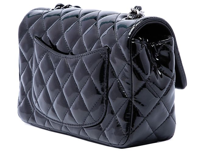 Borsa a tracolla Chanel Mini Rectangular Classic in vernice nera con patta singola Nero - vista 2