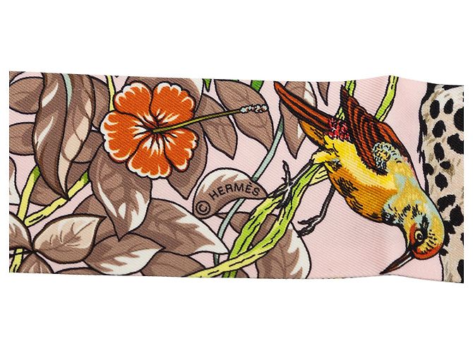 Rosa Hermès Jungle Love Love Seidentuch Twilly Pink - Ansicht 4