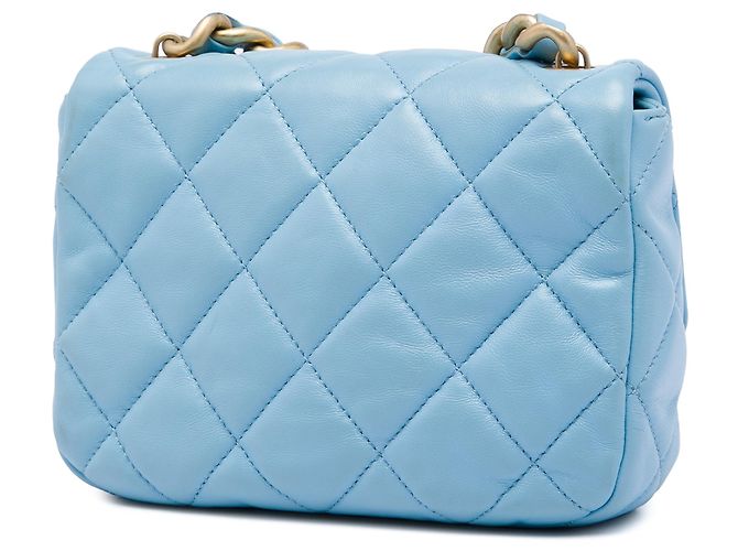Borsa a tracolla Chanel Mini Quilted Lambskin Lacquered Chain Flap Blu - vista 2