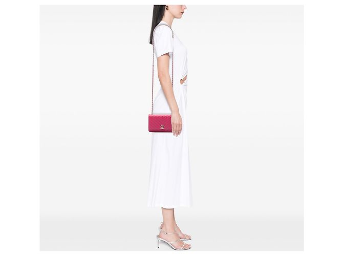 Borsa a tracolla Chanel Chevron Lambskin Trendy CC Wallet on Chain rosa - vista 6