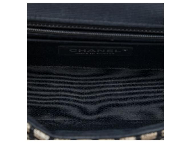 Borsa a tracolla Chanel Mini Rectangular Tweed e Ribbon Logo Single Flap nera Nero - vista 4