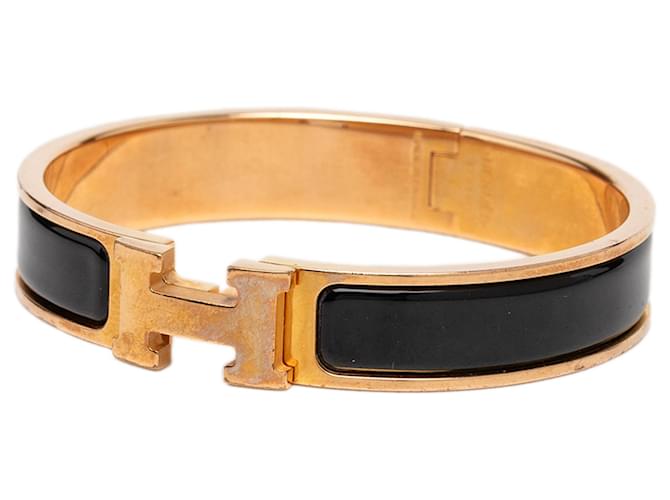 Bracciale Hermès Narrow Enamel Clic H PM nero - vista 2