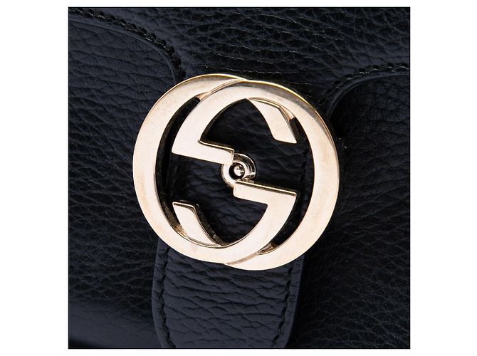 Borsa satchel Gucci Small Dollar Calf Interlocking G nera Nero - vista 5