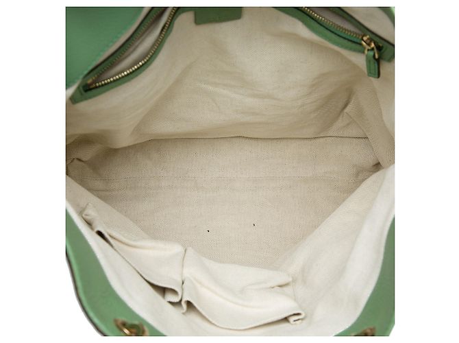 Bamboo Bolsa Tote Gucci Tall em couro de bezerro verde com alça de bambu - vista 4