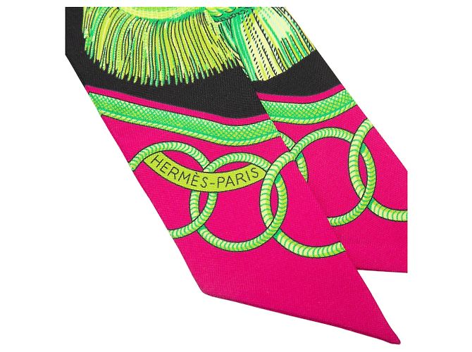 Sciarpa Twilly in seta nera Hermès Epaulettes de Gala Nero - vista 3
