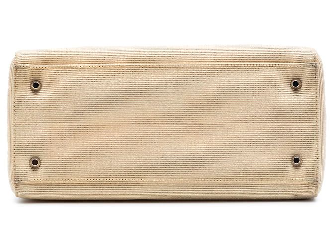 Borsa Lady Dior in tela beige misura Medium - vista 3