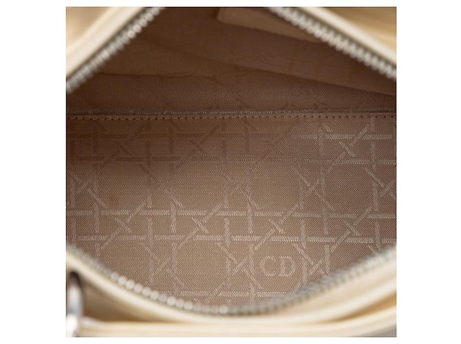 Borsa Lady Dior in tela beige misura Medium - vista 4
