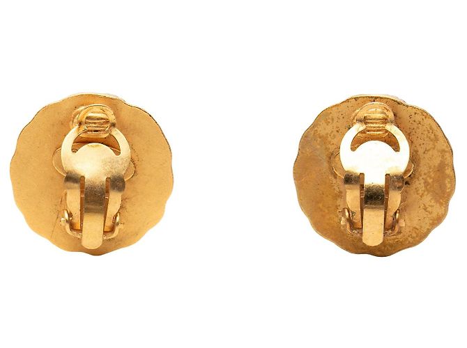 Orecchini a clip rotondi Chanel CC placcati oro D'oro - vista 2