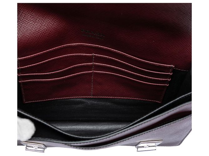 Rote Prada Saffiano Double Lock Convertible Clutch - Ansicht 4