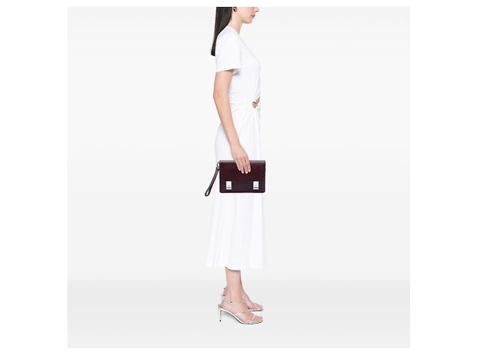 Rote Prada Saffiano Double Lock Convertible Clutch - Ansicht 5