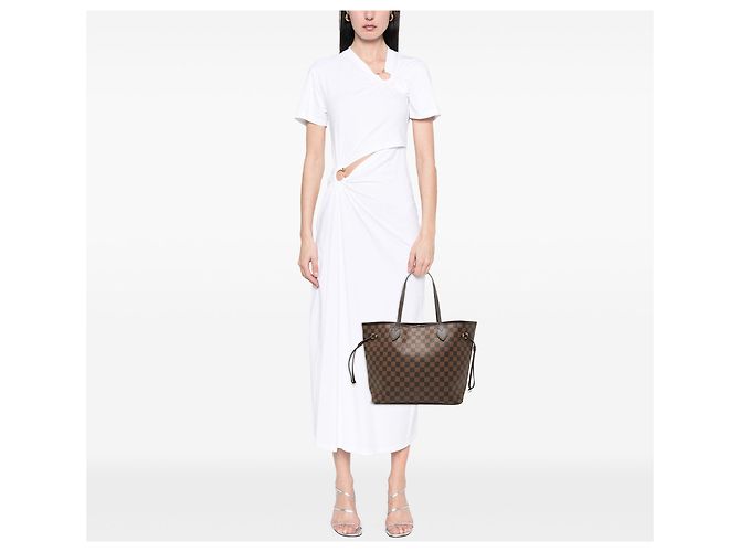 Borsa Tote Neverfull MM in Damier Ebene marrone Louis Vuitton - vista 9