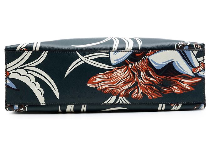 Grüner Prada Saffiano Tote mit Hawaii-Print - Ansicht 3