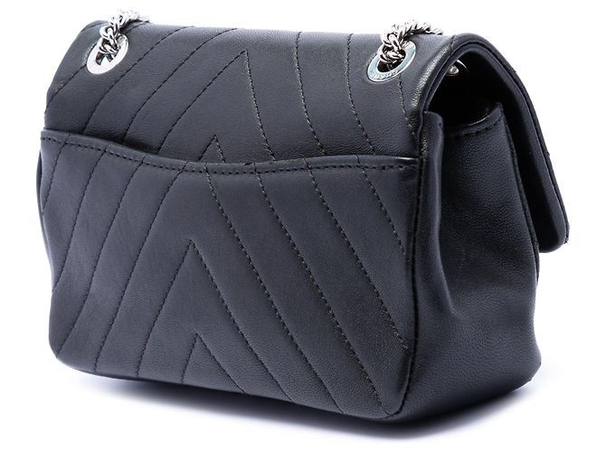 Borsa a tracolla Chanel Mini CC Chevron in pelle di vitello nera Single Flap Nero - vista 2