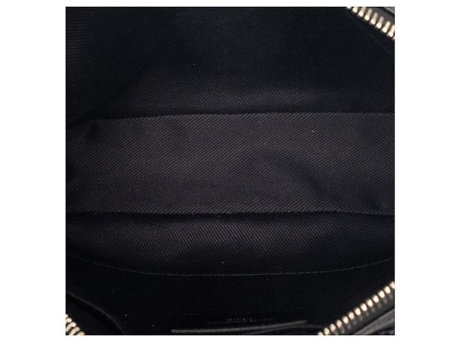 Borsa Lou in rafia intrecciata e pelle nera Saint Laurent Nero - vista 4