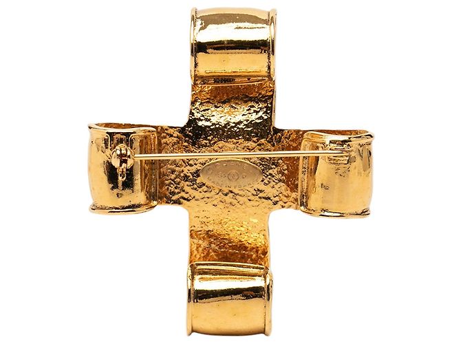 Spilla Nastro Croce Chanel CC Placcata Oro D'oro - vista 2