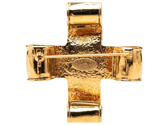 Spilla Nastro Croce Chanel CC Placcata Oro D'oro - vista 3
