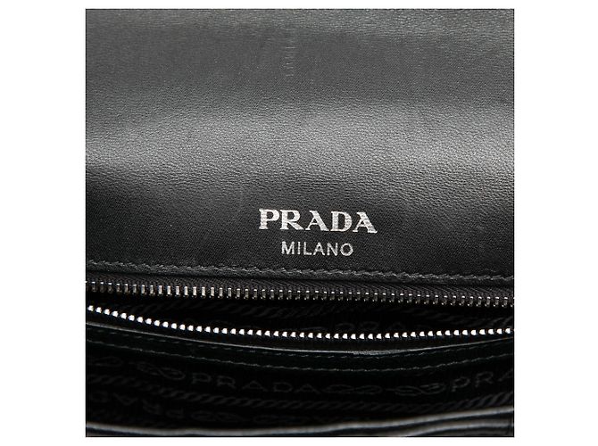Borsa a tracolla Black Prada Nappa Gaufre Chain Flap Nero - vista 5
