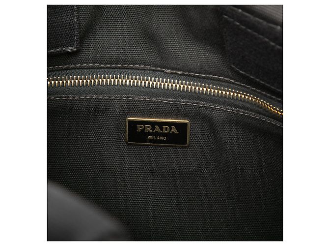 Tote Borsa satchel in tela Canapa Prada nera con logo Nero - vista 5