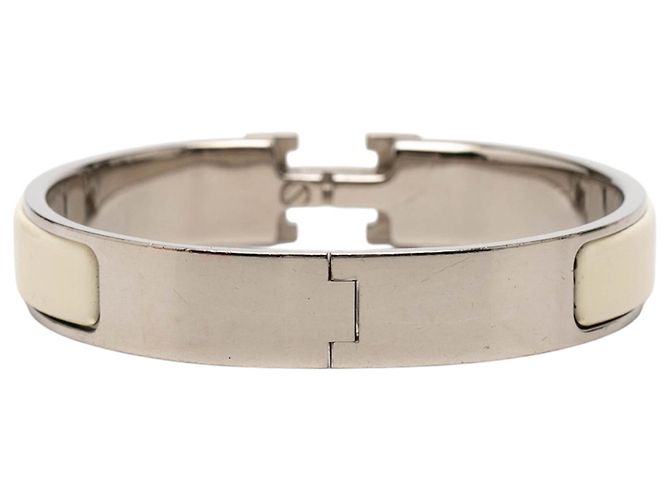 Hermès Clic H Armband schmal Email Weiß PM - Ansicht 3