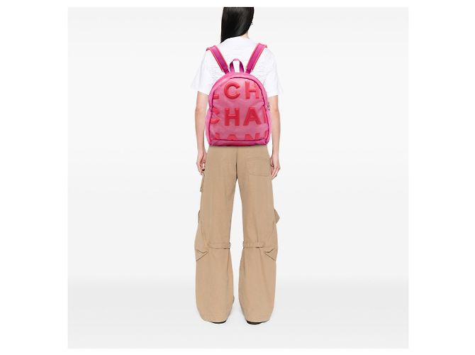 Zaino Chanel Mesh Logo rosa imbottito - vista 6