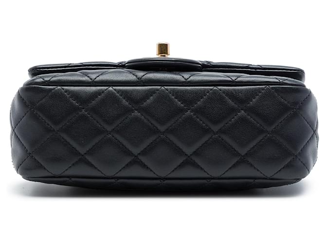 Borsa a tracolla Chanel Mini Rectangular Classic Lambskin Romance Single Flap nera Nero - vista 3