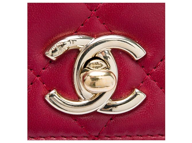 Borsa a tracolla Chanel Quilted Lambskin Trendy CC Wallet On Chain rossa Rosso - vista 7