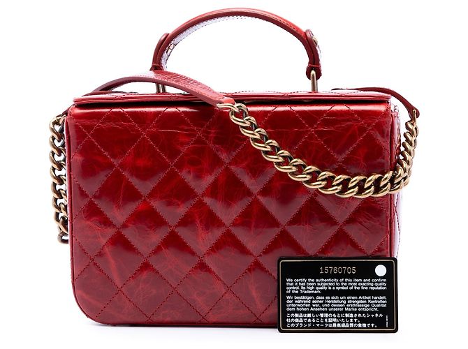 Chanel CC Vanity Case aus rotem gestepptem glasiertem Kalbsleder - Ansicht 7