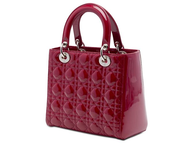 Borsa Lady Dior in vernice cannage rosso, misura Medium - vista 2