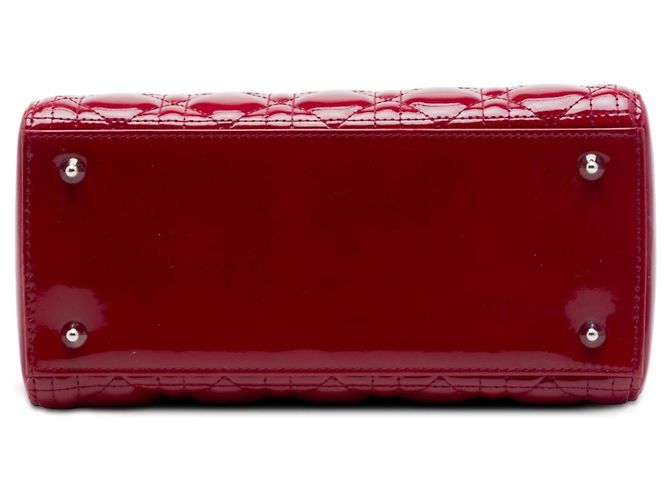 Borsa Lady Dior in vernice cannage rosso, misura Medium - vista 3