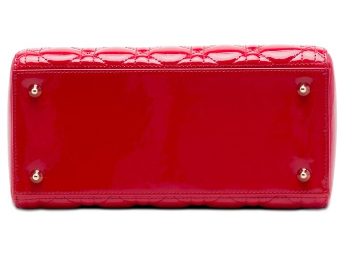 Borsa Lady Dior Medium in vernice cannage rosso - vista 3