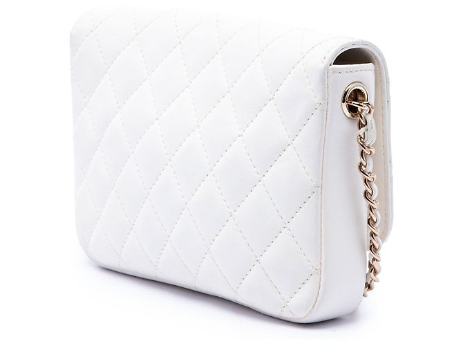 Borsa a tracolla Chanel CC in agnello trapuntato bianco - vista 3
