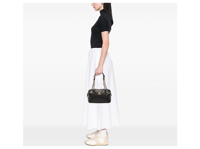 Borsa Bowler Chanel CC in agnello trapuntato nero - vista 7