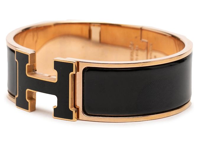 Bracciale Hermès Wide Enamel Clic Clac H GM Nero - vista 2