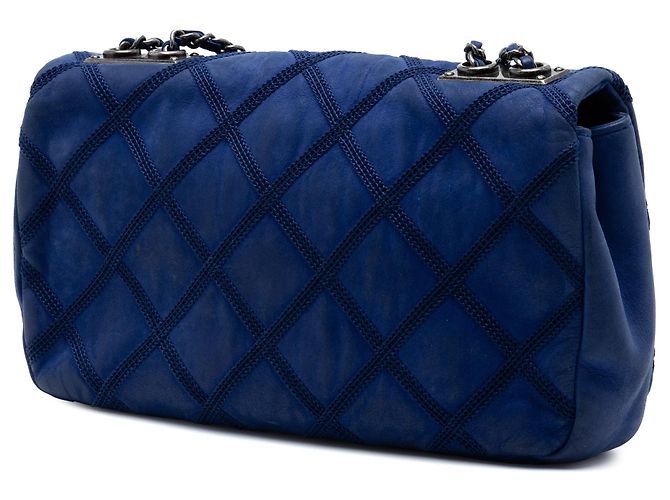 Borsa a tracolla Chanel Small Iridescent Calfskin Diamond Stitch Chain Flap Blu - vista 2