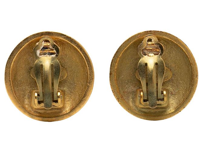 Orecchini a cerchio Chanel CC placcati oro D'oro - vista 2
