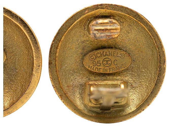 Orecchini a cerchio Chanel CC placcati oro D'oro - vista 3