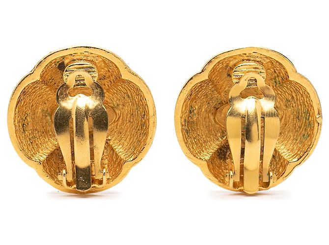 Orecchini a clip dome Camelia placcati oro Gold Chanel CC D'oro - vista 2