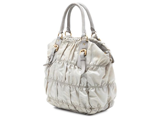 Borsa Satchel Prada Tessuto Gaufre grigia Grigio - vista 2