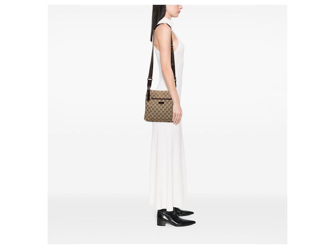 Borsa a tracolla Gucci GG Canvas beige - vista 7