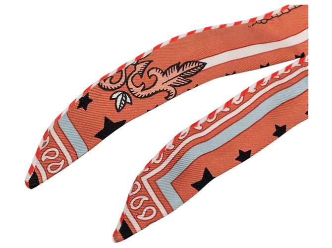 Hermès Seidentuch Orange Candy Doll Twilly - Ansicht 4